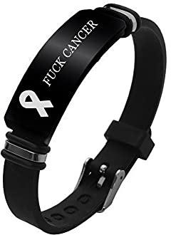 KBNSUIAN Braccialetto personalizzato in silicone con nastro per il cancro, da donna, ideale come regalo positivo per pazienti oncologici, familiari, amici, Silicone