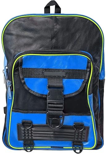 Warrior Gears Fahrradrucksack aus echtem Leder, erweiterbare Rucksäcke für Erwachsene und Herren, Fahrradreucksäcke für Männer, große Kapazität Motorrad-Rucksack zum Reiten, Touren und Reisen – blau