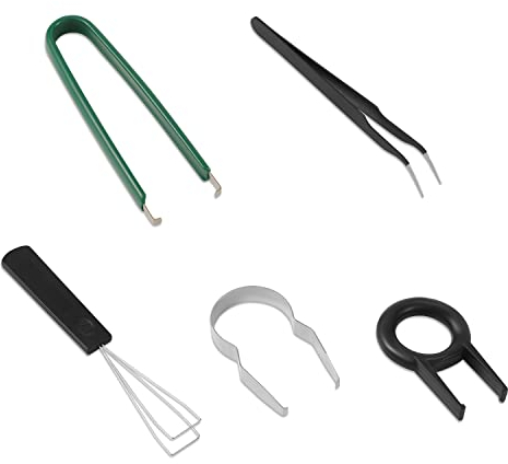 SAVITA Set of 5pcs Keyboard Cleaning Tools, Keycap Remover Key Switch Puller Keycap Puller Kit with Keycap Tweezers for Hot Swappable Mechanical Keyboards