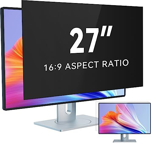 IPROKKO 27 Zoll Computer Sichtschutzfolie for 16:9 Monitor, abnehmbarer Sichtschutz Anti Blaulicht Blendschutz Blickschutzfolie Displayschutz Blickschutzfilter für 27Zoll Hp Dell Acer Lenovo Asus