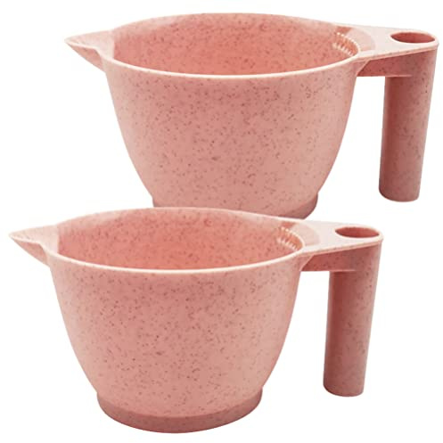 Minkissy Wheat Straw Hair Color Mixing Bowl - 2 Pack Stackable Portable Tint Bowl for Salon & Home Use - Pink