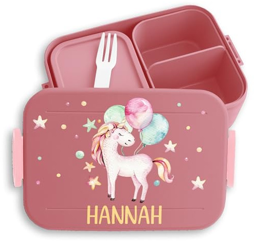 Kinder Bento Box Midi für Mepal Bentobox - Einhörner - Brotbox süßes Einhorn Lunchbox Unicorn Mädchen Geschenk Schulanfang I - 900 ml - Rosa - brotdose name personalisierte brotboxen