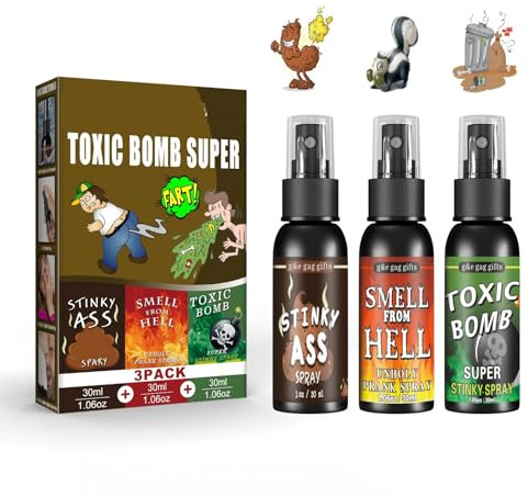 Bavooty Pupspray Stinkbombe, Stinkender Furz-Spray, Schrecklicher Spray, Stinky Liquid Fart, Flüssiger Furz, 3pcs Furzspray Ekliger, 30ml Scherzartikel, Streichspielzeug Erwachsene