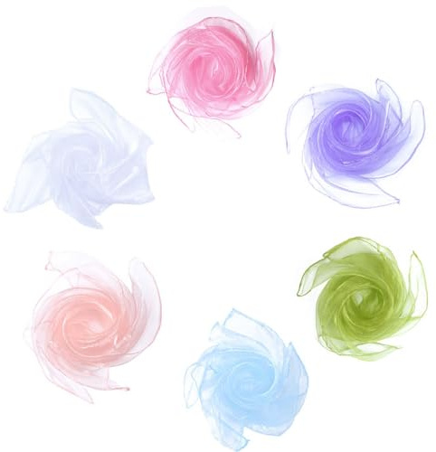 Ieron 6 Pièces Foulards Sensoriels, Foulards de Jonglage de Danse du Ventre Arc-en-Ciel Foulard Carré en Tissu Similaire à la Soie pour Bébé Gymnastique Rythme Mouvement Magique 24 Couleur Claire