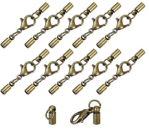 QUARKZMAN 10 Stück Kettenverschluss 3mm Lederkordel Endkappen mit Karabinerverschlüssen Verschluss für Armbänder Verschlüsse DIY Schmuckherstellung Herstellung Lederarmbändern, Bronze Ton