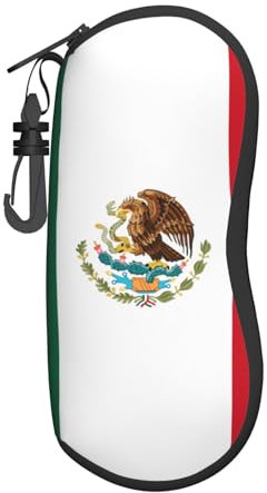 LZNJZ Tragbares, weiches Brillenetui mit Karabiner und Reißverschluss, mexikanische Flagge, Brillenetui für Damen und Herren, siehe abbildung, 8cm x 17cm