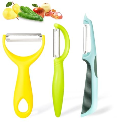 3Pcs Pelador Patatas Acero Inoxidable Peladores Universales, Mango Ergonómico y Antideslizante,para Pelar Papas, Zanahorias y Todo Tipo