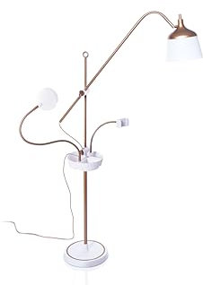 Daylight Anita Floor Lamp - The Ultimate Sewing and Quilting Light with Magnifying Lens, Phone Clamp, Storage Tray and Adjustable Brightness, Metallic Gold