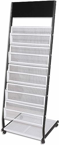 GaRcan Zeitschriftenständerboden, 6-stufiger Broschürenständer aus Metall mit Rollen, bodenstehender Zeitschriftenständer, für Büro/Wartezimmer/Empfangsbereich