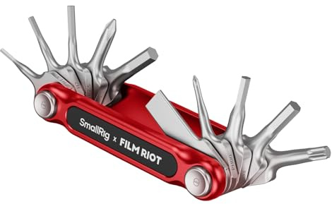SMALLRIG x FILM RIOT Kit d'Outils Pliables 10 en 1 avec Tournevis et Clés Allen, Positionnement Multi-angle, Conception Portable et Compacte (Rouge) - 4813