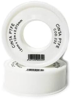 PTFE-Band mit weißer Kappe und roter Spule, 25 x 50 x 0,1 mm