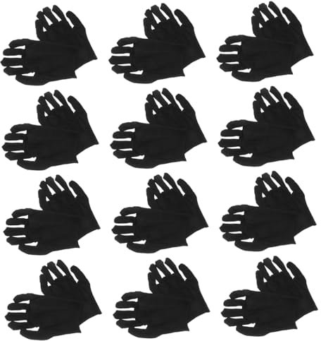 KICHOUSE 12paare Baumwollhandschuhe Arbeitshandschuhe Bequeme Handschuhe Sicherheitshandschuhe Schwarze Strapazierfähig Verdicken