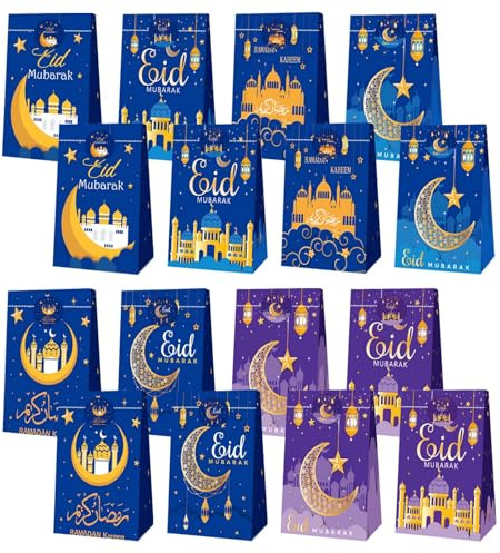 Eid Mubarak Geschenktüten - Ramadan Kalender für Junge Leute, gefüllt mit Süßigkeiten Tüten, Hajj Mubarak, Bayram Geschenke - Wunderschöne Eid Mubarak Dekoration