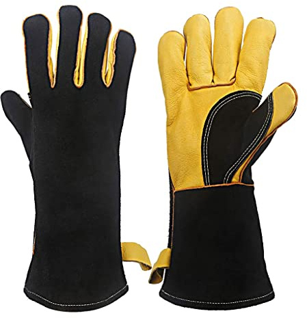 TEOYETTSF Welding Fire Gloves for Woodburning,Fireplace, Stove, Safety Work Oven Grill(E)