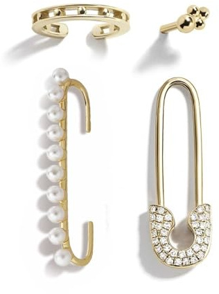 TTPSRY Ohrstecker Set Geometrisch Perlen Sicherheitsnadel Kristall Ohrklemme Damen Schmuck Ohrringe Elegant Minimalistisch