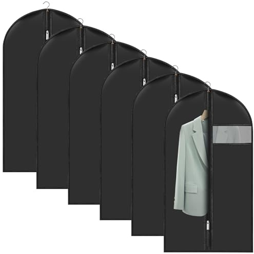 Juego de 6 Fundas de Ropa a Prueba de Polvo, Bolsa de Ropa 60 x 100 cm, Almacenamiento de Trajes con Cremallera, Bolsas de Polvo para Vestidos de Noche Impermeables y con Humedad para Camisas