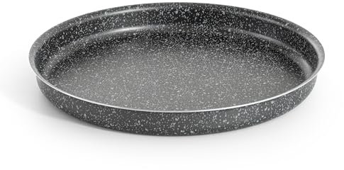RollitPop Teglia Forno Rotonda Per Pizza E Farinata, 34 cm, Made in Italy, Rivestimento Alto Antiaderente, In Alluminio, Leggera E Facile Da Pulire, Effetto Pietra Linea Vulcania (1 Teglia)