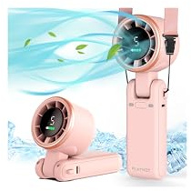 PlayHot Portable Handheld Turbo Fan, 5-Speed Personal Fans, 5000mAh Rechargeable Fans Up to 12 Hours, Weight only 0.6lb Small Fan, Hand/Neck/Desk Fan 3 IN 1, Beach Vacation Essentials(Pink)