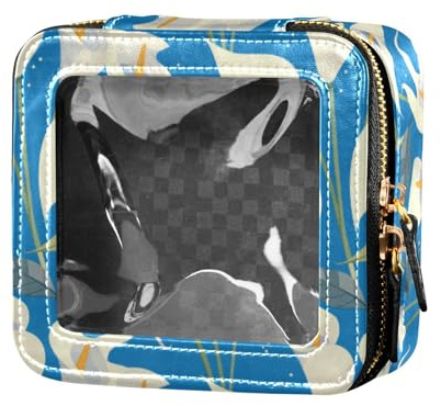 linqin Jolie trousse de maquillage de voyage transparente pour articles de toilette et cosmétiques - Motif lys blancs, Lys blancs bleus, 1 size