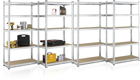 Juskys 6er-Set Lagerregal Basic 6X 180x90x40cm (HxBxT) - 5250 kg - 30 Böden - Schwerlastregal Steckregal Metall Kellerregal Regalsystem Regal