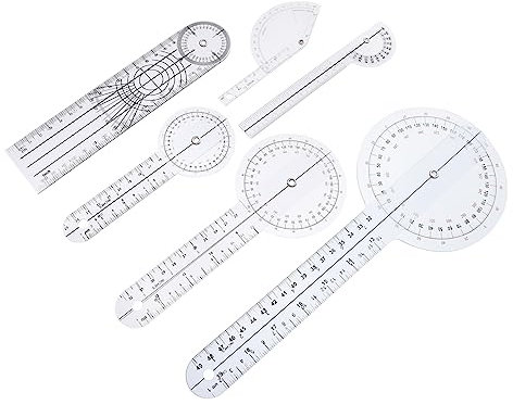Goniometro Medico Righello Angolare 360° in Plastica 6 Pezzi