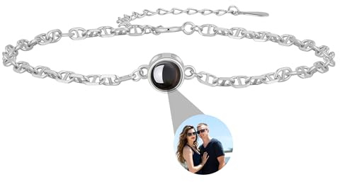 AOiViOZ 925 Sterling Silber Bildarmband – Personalisiertes Armband mit Foto, individuelles Projektionsschmuck-Geschenk in Geschenkbox für Mama, Ehefrau, Freundin, Papa, beste Freundin