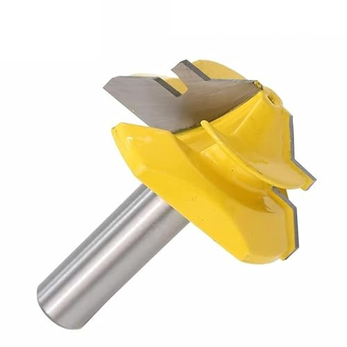1pcs 12mm 1/2 Shank Yellow 45 Degree Lock Miter Bits Glue Joint Set Stock Woodworking Tenon Cutters For Wood(12mm shank,34.9mm)