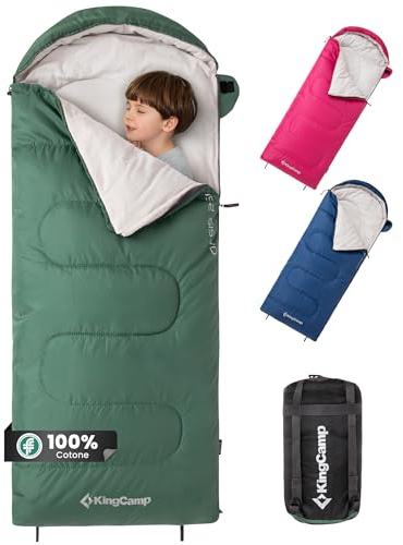 KingCamp Sacchetto da campeggio per bambini in cotone, Leggero e impermeabile, adatto per interno ed esterno, per bambini di 10-12 anni (fino a 100-140 cm), Verde