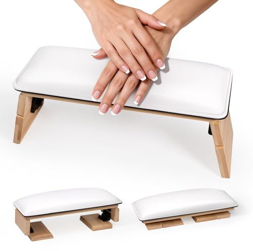 Handauflage Nagelstudio Mit klappbaren Beinen, Handgelenkauflage für Nageltechniker Handkissen Nagelstudio Maniküre-Hand(Weiß)