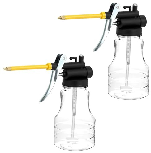 ECVUKQ 2 Stück Ölkanne 250ml, Ölkännchen Transparent Öler Flexible Plastik Ölspritzkanne Ölkanister mit Pumpe für Verbreitet Schmierbereich Mechanische Wartung Kfz-Reparatur