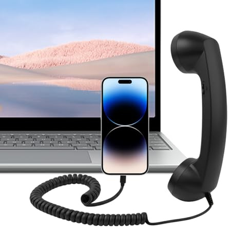 Telefonadapter Retro, Typ-C Retro, bequem, mit Mikrofon, Vintage-Stil, für Zuhause, Küche, Wohnzimmer, Nachttisch, Schreibtisch, Büro, Schule, Krankenhaus, Reisen