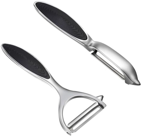 MOLUCKFU Pelapatate in Lega di Zinco 2 Pezzi Pelapatate Multiuso per Frutta e Verdura Manico Antiscivolo Utensile da Cucina Portatile per Uso Domestico Igienico