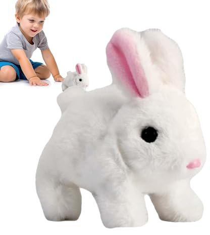 Electronic Hopping Bunny Toy - Realistic Plush Rabbit With Moving Ears & Twitching Nose | Interactive Stuffed Animal For Kids | Voice Activated Jumping Rabbit Toy