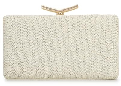 EVEOUT Stroh Clutch Damen Sommer Boho Kunst-Raffia Geflochtene Abendtasche mit Kette Gewebte Handtasche für Hochzeit Party Abschlussball