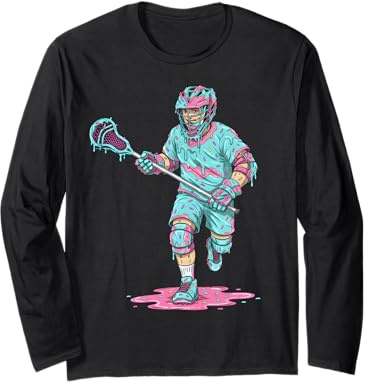 Lacrosse Ice Cream Drip Lax Boys Helmet Stick Youth Player Long Sleeve T-Shirt