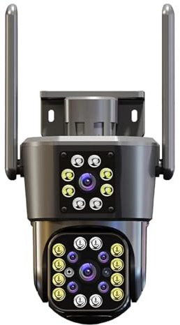 LLOOPK Telecamera di sicurezza, 4K 8MP HD PTZ Telecamera Esterna 6MP Doppia Lente Doppio Schermo AI Auto Tracking Telecamera IP CCTV Audio Video Sorveglianza P2P(3K 6MP add 64G)