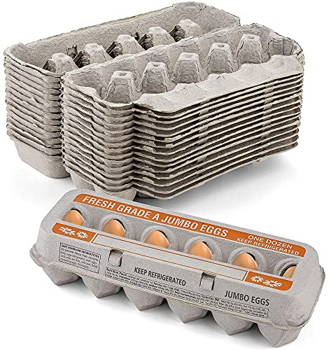 MT Products Natural Pulp Jumbo Egg Cartons 1 Dozen - Disposable Egg Storage Container (Pack of 15) - Made in the USA