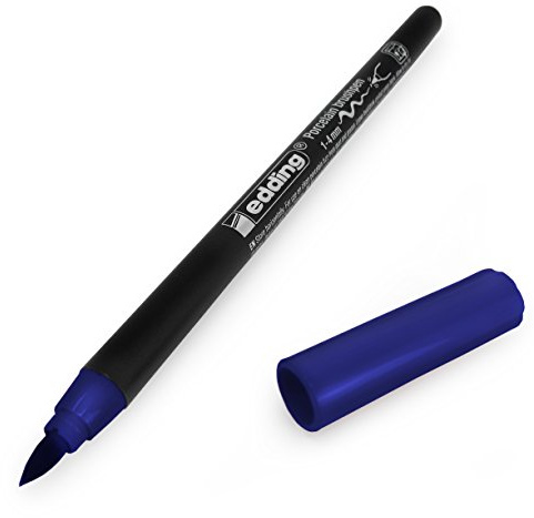 edding 4200 Porzellan-Pinselstift, 1-4 mm Spitze, 1 Stück, stahlblau #17