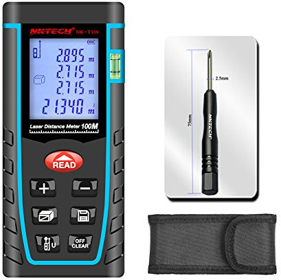 NKTECH NK-T40 Télémètre laser Portée 40 m 60 m 80 m 100 m Testeur automatique max/min Mesure superficie volume Pythagore Règle électrique
