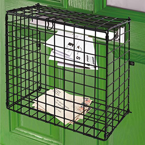 Burwells Letterbox Cage Door Mounted Mail Box Letter Guard Basket Post Catcher Black Rack