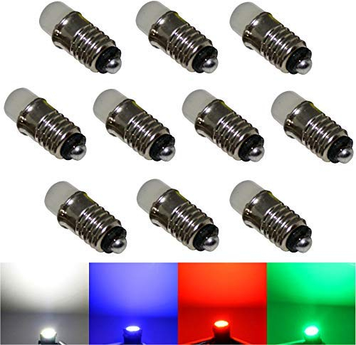 Lot de 10 ampoules LED E5,5 12 V – Blanc froid bleu vert rouge (blanc froid) modélisme
