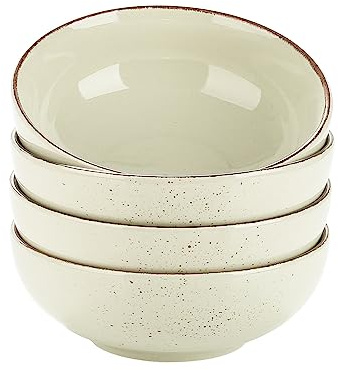 Vancasso Navia Beige Cereal Bowl Set of 4 - 6.7 inch Soup/Pasta/Dessert/Fruit/Noodle/Large Serving Bowl, 800ml/28 oz. (17 * 17 * 6.5CM)