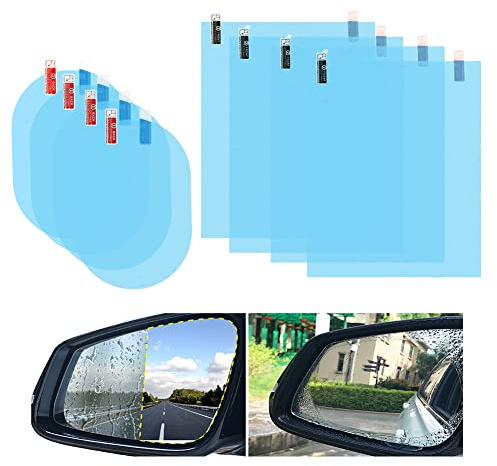 AUXSOUL 8 Stück Rückspiegel Regenschutzfolie,Regenschutzfolie Auto Regenfest, Wasserdichte Spiegelfolie für Autospiegel und Seitenfenster