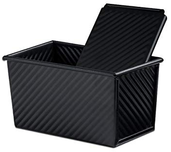 Bread Tin with Lid, Non-Stick Loaf Tin Loaf Pan with Lid for Baking, Loaf Pan Bread Toast Mold, 450g(1lb) Bread Tins for Baking, Toast, Sandwich, Cake, Black