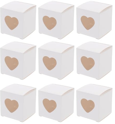 1 Satz 50 Stk Pralinenschachtel Mit Herzförmigem Fenster Hochzeitsgeschenk Cake Box Mini Kuchenkarton Muffin Box Fenster Deko Europäischer Stil Geschenkbox Papier Weiß