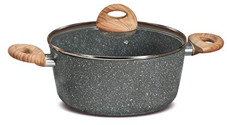 AD TREND Casseruola Antiaderente Stone Cooking per induzione con Coperchio in Vetro - Diametro cm. 20