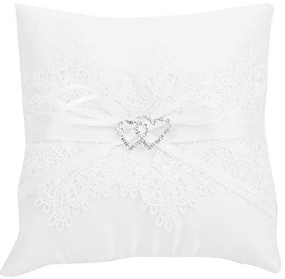 RBSD Cuscino Cesto Floreale Bianco di Alta qualità, Cuscino con Fiori in Raso Drappeggiato, per Matrimoni all'aperto