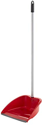 Maya 09024 - Recogedor con Regleta de Goma Inyectada y Palo Metálico - Color Rojo