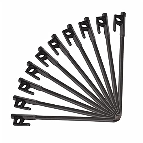 ZZDH Heringe Erdnägel Zeltheringe 10 STÜCKE Gusseisen Nagel 20 cm Outdoor Wandern Markise Baldachin Zelt Peg Metall Strand Schneezelt Pegs Stake (Color : Black)