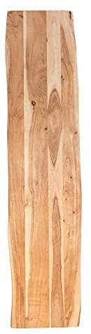 SAM Holzplatte Tonia 180x40 cm Akazie Natur lackiert Baumkante Tischplatte | Baumkanten-Platte, Akazienholz naturfarben massiv, für Heimwerker, Arbeitsplatten, Tische & Fensterbretter